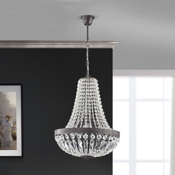 Orion HL 6-1497/3 - Lampadario di cristallo a sospensione con catena ARILA 3xE27/60W/230V marrone/patina