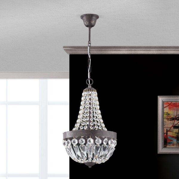 Orion HL 6-1551/1 - Lampadario di cristallo a sospensione con catena ARILA 1xE27/60W/230V marrone/patina