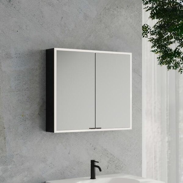 Specchio da bagno a cubo Kronenbach 2.0, da montare a parete, con 2 ante, 80 cm