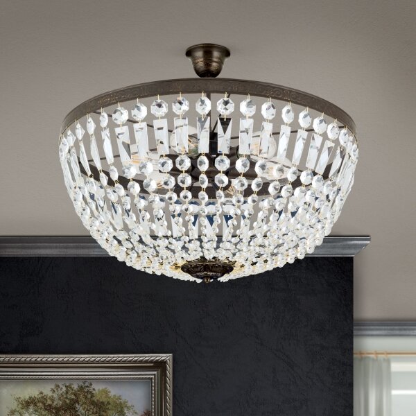 Orion DL 7-542/6-Lampadario di cristallo a sospensione con supporto rigido ARILA 6xE27/60W/230V diametro 60 cm marrone/patina