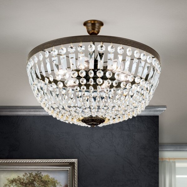 Orion DL 7-542/6-Lampadario di cristallo a sospensione con supporto rigido ARILA 6xE27/60W/230V diametro 60 cm marrone/patina