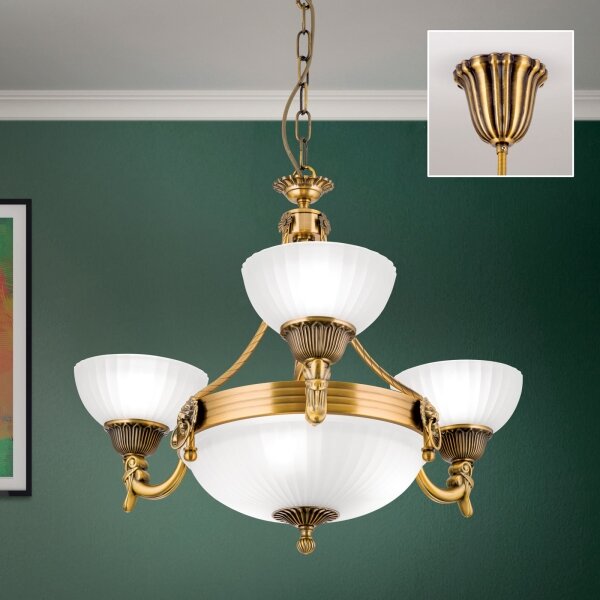 Orion LU 1689/3+3 - Lampadario a sospensione con catena ROCCA 6xE27/60W/230V diametro 64 cm bronzo/bianco