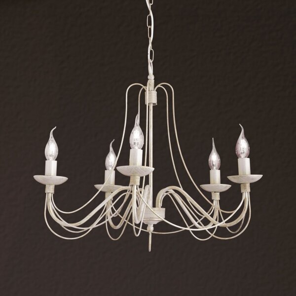 Orion LU 1531/5 - Lampadario a sospensione con catena VELA 5xE14/40W/230V diametro 60 cm bianco/oro/patina