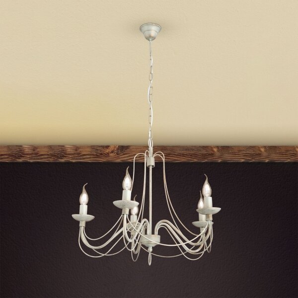 Orion LU 1531/5 - Lampadario a sospensione con catena VELA 5xE14/40W/230V diametro 60 cm bianco/oro/patina