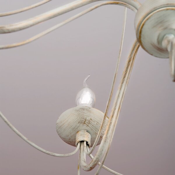 Orion LU 1531/5 - Lampadario a sospensione con catena VELA 5xE14/40W/230V diametro 60 cm bianco/oro/patina
