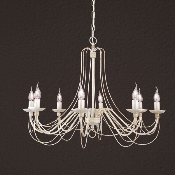 Orion LU 1531/8 - Lampadario a sospensione con catena VELA 8xE14/40W/230V diametro 80 cm bianco/oro/patina