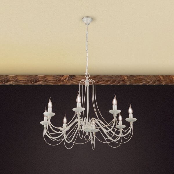 Orion LU 1531/8 - Lampadario a sospensione con catena VELA 8xE14/40W/230V diametro 80 cm bianco/oro/patina