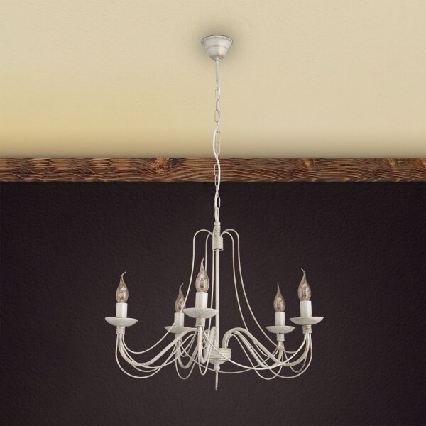 Orion LU 1531/5 - Lampadario a sospensione con catena VELA 5xE14/40W/230V diametro 60 cm bianco/oro/patina