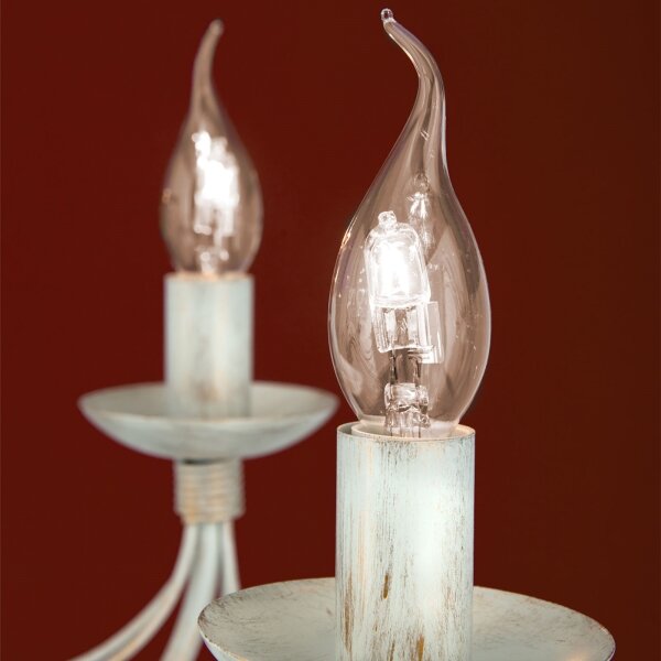 Orion LU 1531/8 - Lampadario a sospensione con catena VELA 8xE14/40W/230V diametro 80 cm bianco/oro/patina