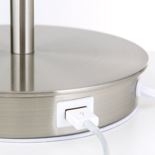 Orion LA 4-1205/1 - Lampada da tavolo con porta USB LUDWIG 1xE27/40W/230V bianco/cromo