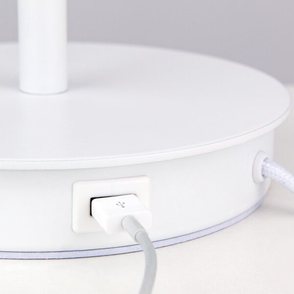 Orion LA 4-1205/1 - Lampada da tavolo con porta USB LUDWIG 1xE27/40W/230V bianco