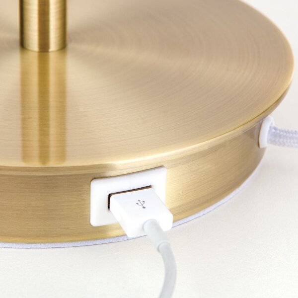 Orion LA 4-1205/1 - Lampada da tavolo con porta USB LUDWIG 1xE27/40W/230V bianco/oro