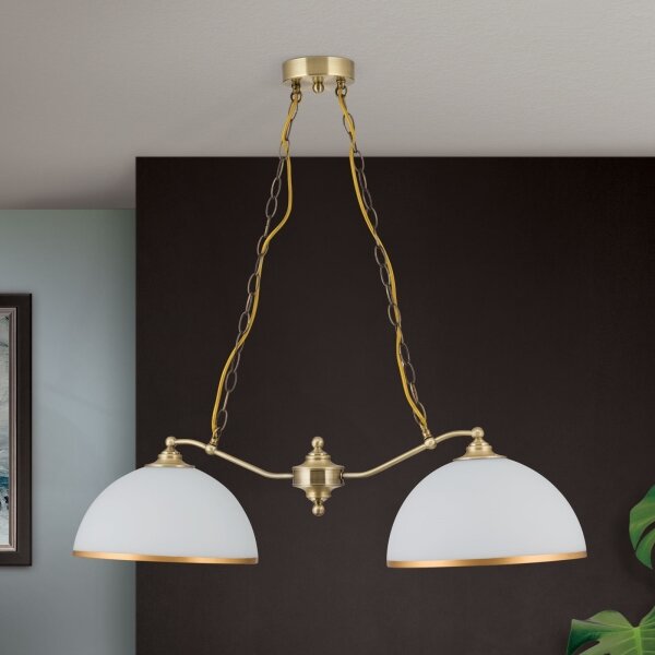 Orion HL 6-1810/2 - Lampadario a sospensione con catena OLD LAMP 2xE27/40W/230V bianco/ottone