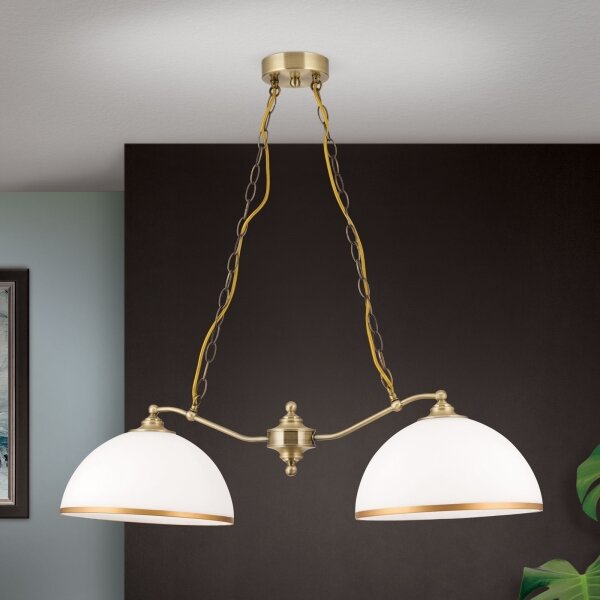 Orion HL 6-1810/2 - Lampadario a sospensione con catena OLD LAMP 2xE27/40W/230V bianco/ottone
