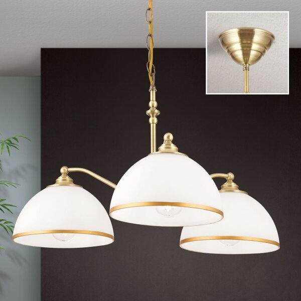 Orion LU 1838/3 - Lampadario a sospensione con catena OLD LAMP 3xE27/40W/230V bianco/ottone