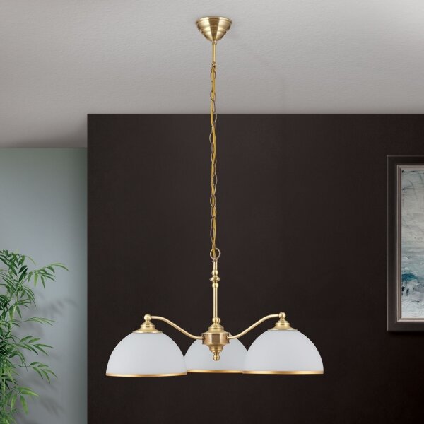 Orion LU 1838/3 - Lampadario a sospensione con catena OLD LAMP 3xE27/40W/230V bianco/ottone