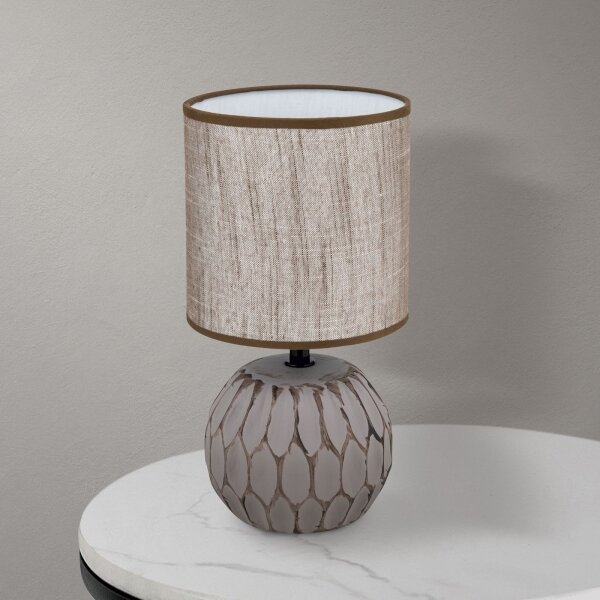 Orion LA 4-1224/1 - Lampada da tavolo PINIA 1xE14/25W/230V ceramiche beige/grigio
