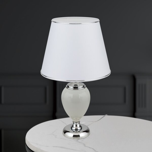 Orion LA 4-1229 - Lampada da tavolo OVUM 1xE27/40W/230V 48 cm ceramiche bianco/cromo