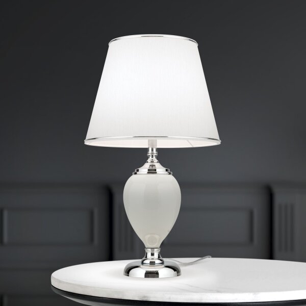 Orion LA 4-1229 - Lampada da tavolo OVUM 1xE27/40W/230V 48 cm ceramiche bianco/cromo