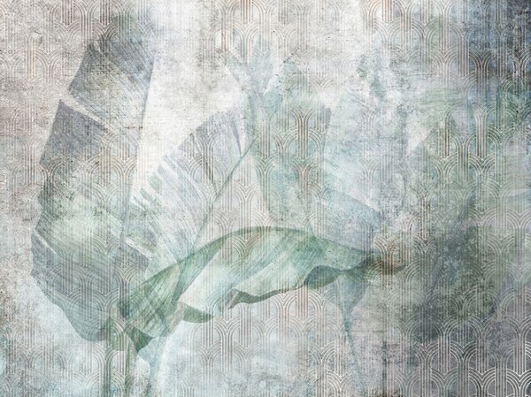 Carta da parati Grandi foglie di banana verde e struttura in marmo, Carta da parati Foresta, Carta da parati Tropici della Foresta, u96927 : Uwalls.it