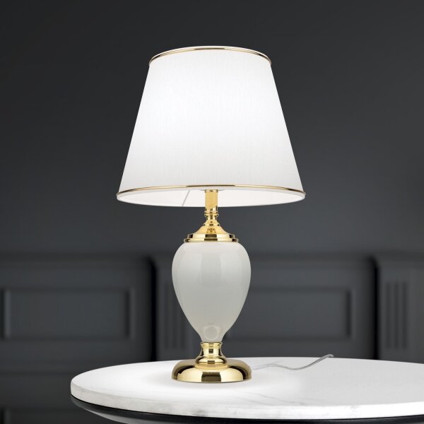 Orion LA 4-1229 - Lampada da tavolo OVUM 1xE27/40W/230V 48 cm ceramiche bianco/oro