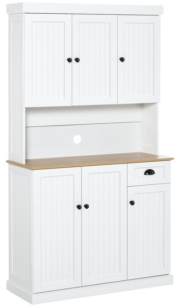 HOMCOM Mobile Dispensa Cucina in Legno con Armadietti e Cassetto Stile Country, 101x39x180cm, Bianco|Aosom