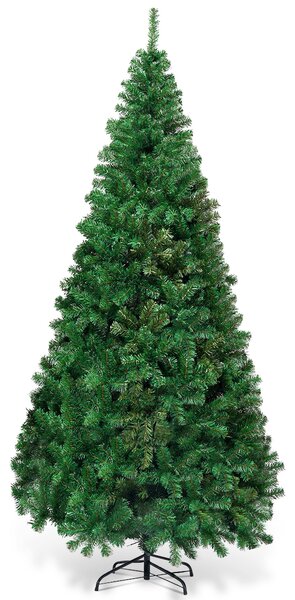 Costway Albero di Natale 210cm con aghi in PVC di alta qualità base di metallo, Abete artificiale per casa ufficio negozi hotel