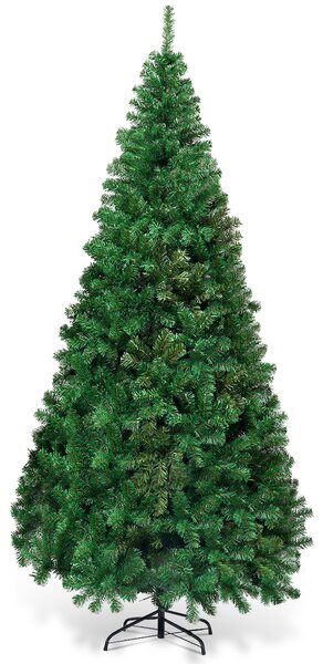 Costway Albero di Natale 240cm con aghi in PVC di alta qualità base di metallo, Abete artificiale per casa ufficio negozi hotel