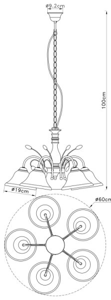 Globo 69007-5H - Lampadario POSETS 5xE27/60W/230V