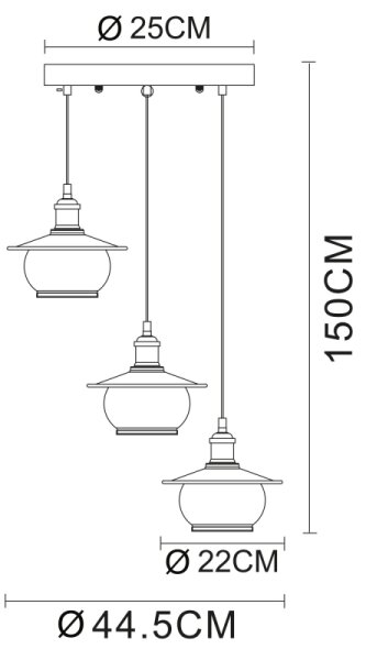 Globo 69030-3H - Lampada a sospensione 3xE27/60W