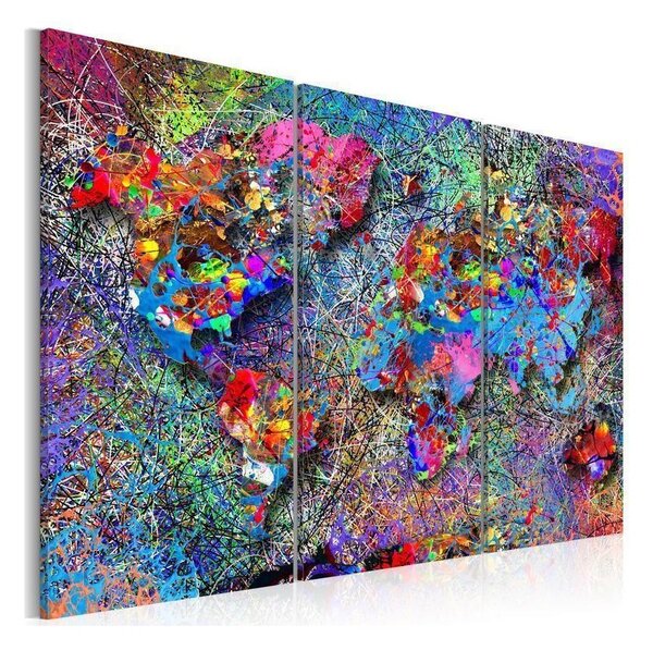 Quadro World Map Colourful Whirl
