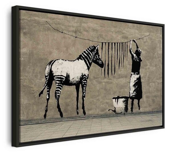 Quadro Banksy Washing Zebra on Concrete (1 Part) Wide