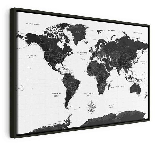 Quadro Black and White Map (1 Part) Wide