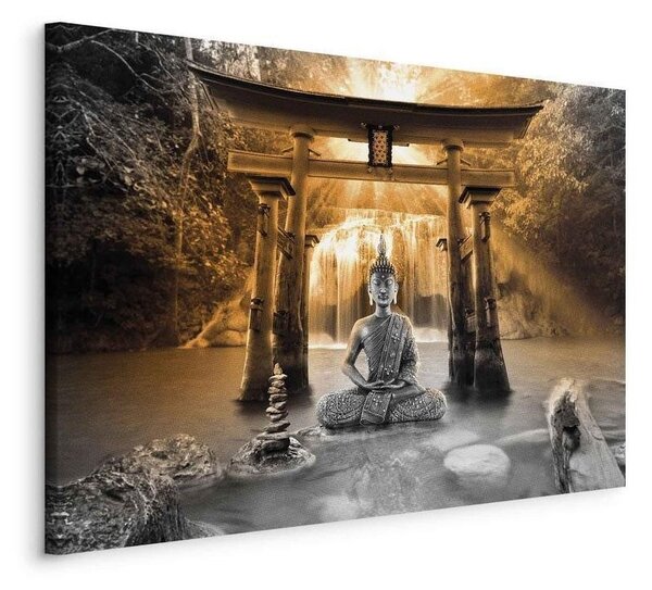 Quadro Buddha Smile (1 Part) Wide Orange