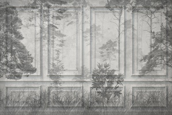 Carta da parati Eleganti pannelli Boiserie europei con motivo a foresta, Carta da parati Texture, Carta da parati effetto boiserie, u97209 : Uwalls.it
