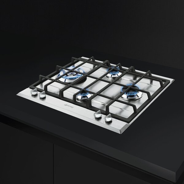 Smeg Piano Cottura 4 Fuochi a Gas Larghezza 60 cm (1 Bruciatore Wok) in Acciaio Inox colore Inox - SLR64SGH