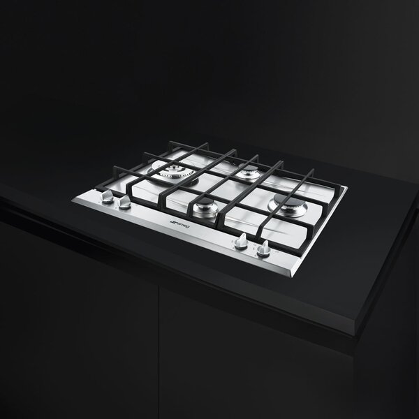 Smeg Piano Cottura 4 Fuochi a Gas Larghezza 60 cm (1 Bruciatore Wok) in Acciaio Inox colore Inox - SLR64SGH
