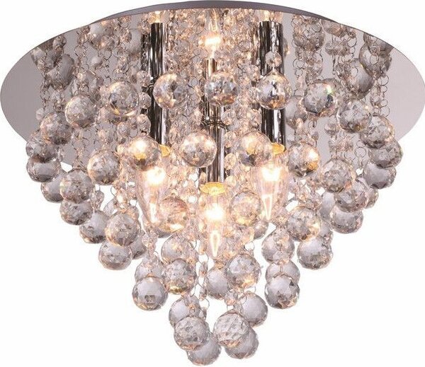 Lampada da soffitto London Crystal cromata 3xE14x40W in metallo, dimensioni: 26x38x38 cm, IP20, Reality