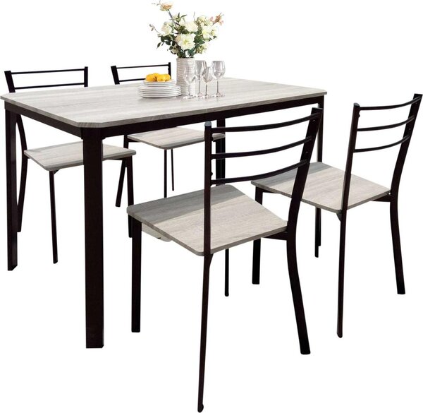 Set tavolo Lily, 4 sedie - beige/nero