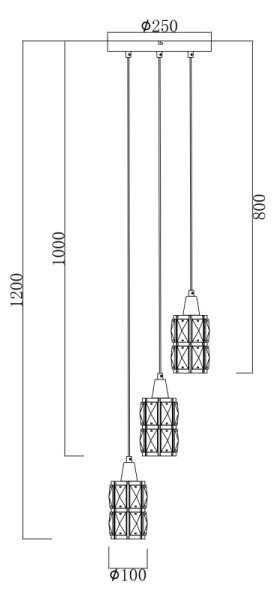 Globo 15761-3 - Lampadario di cristallo a sospensione WOLLI 3xE14/40W/230V