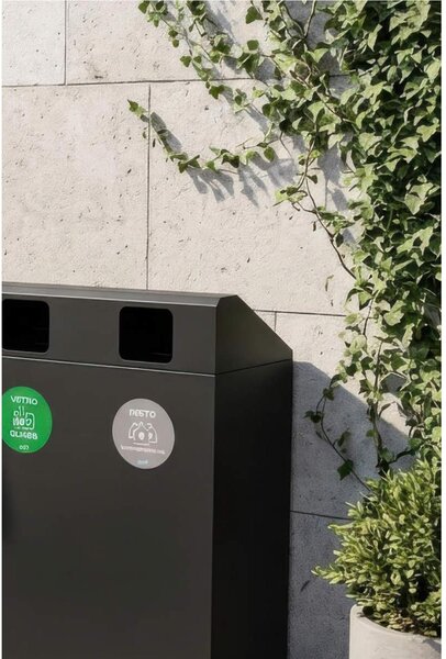 Pattumiera, Mobiletto per raccolta differenziata in acciaio | 4 scomparti da 240Lt Dimensioni 30x120xh 80 cm 4 scomparti da 240 litri totali 4 Etichette colore Antracite