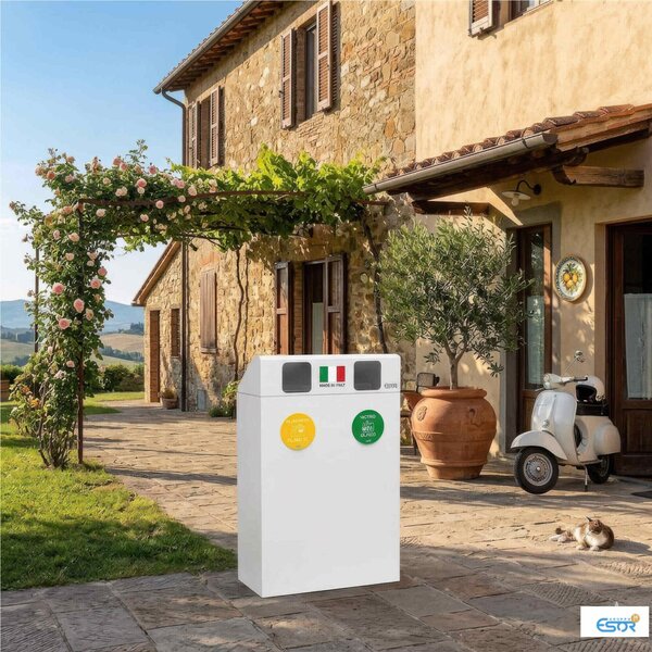 Pattumiera, Mobiletto per raccolta differenziata in acciaio 2 scomparti da 120L Dimensioni 30x60xh 96 cm 2 scomparti da 120 litri totali, 4 Etichette colore Bianco