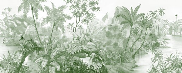 Carta da parati Tropici in verde, Carta da parati Foresta, Carta da parati Giungla, u59039v3 : Uwalls.it