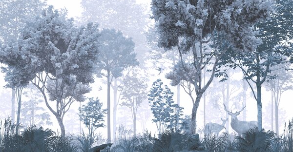 Carta da parati Foresta magica in blu, Carta da parati Natura, u72134v1 : Uwalls.it