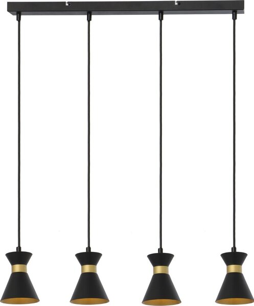 Lampada a sospensione Breda nero-oro 4xE14x40W in metallo, dimensioni: 120x62x10 cm, IP20, Reality
