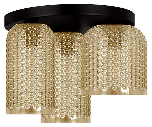 Lampada a sospensione CAPRI color ambra e nero, 3xE27x20W, vetro, dimensioni: 29x39x39 cm, IP20, Kaja