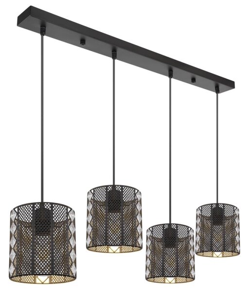Globo 15450-4H - Lampadario a sospensione con filo ABINY 4xE27/60W/230V oro/nero