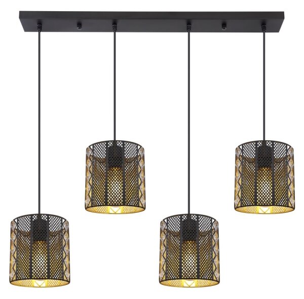 Globo 15450-4H - Lampadario a sospensione con filo ABINY 4xE27/60W/230V oro/nero