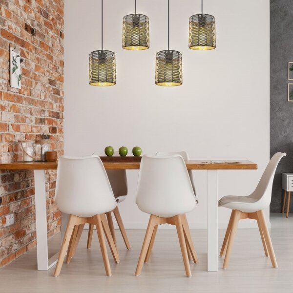 Globo 15450-4H - Lampadario a sospensione con filo ABINY 4xE27/60W/230V oro/nero