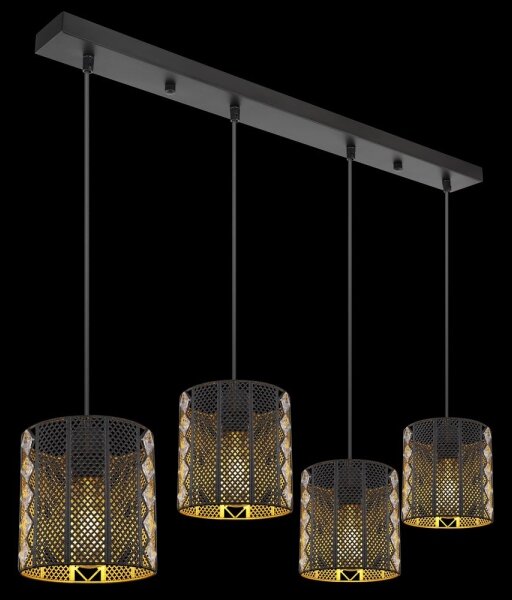 Globo 15450-4H - Lampadario a sospensione con filo ABINY 4xE27/60W/230V oro/nero